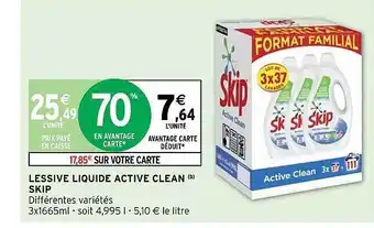 Intermarché Hyper Lessive liquide active clean skip offre