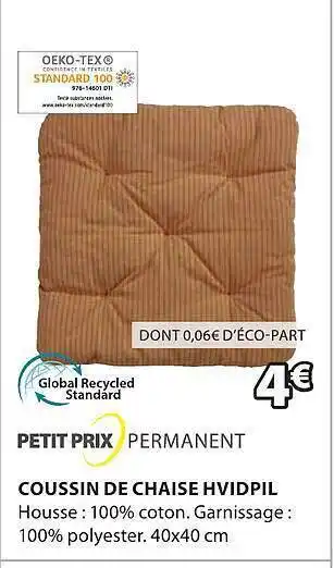 JYSK Coussin de chaise hvidpil offre