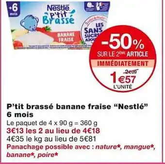 Monoprix P'tit brassé banane fraise offre