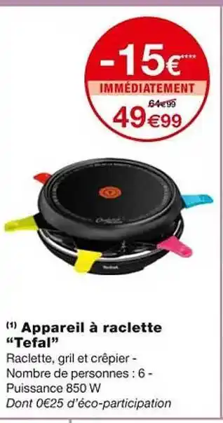 Monoprix Appareil à raclette offre