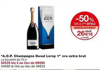 Monoprix A.o.p. champagne duval leroy 1er cru extra brut offre