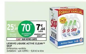 Intermarché Lessive liquide active clean skip offre