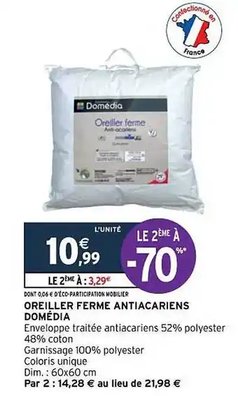 Intermarché Oreiller ferme antiacariens domédia offre