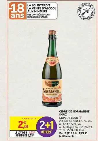 Intermarché Contact Cidre de normandie doux expert club offre