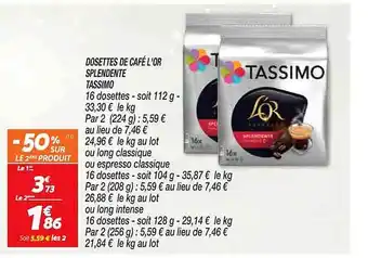 Netto Dosettes de café l'or splendente tassimo offre