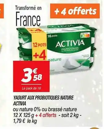 Netto Yaourt aux probiotiques nature activia offre