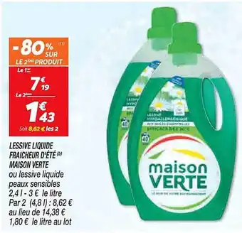 Netto Lessive liquide fraîcheur d'été maison verte offre