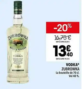 Supeco Vodka zubrowka offre