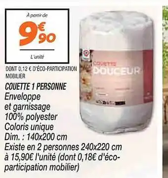 Netto Couette 1 personne offre