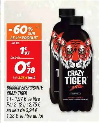 Netto Boisson énergisante crazy tiger offre