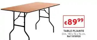 Trafic Table pliante offre