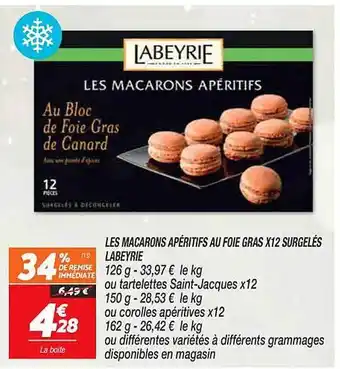 Netto Les macarons apéritifs au foie gras x12 surgelés labeyrie offre