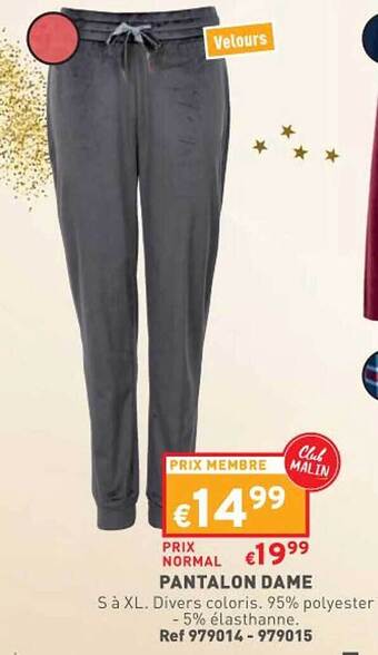 Trafic Pantalon dame offre