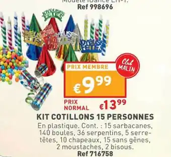 Trafic Kit cotillons 15 personnes offre