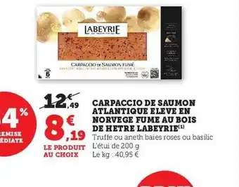 U Express Carpaccio de saumon atlantique élevé en norvège fumé au bois de hêtre labeyrie offre