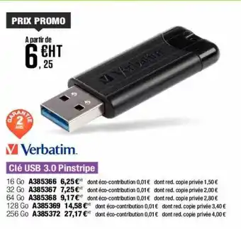 Clé usb 3.0 pinstripe verbatim