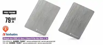 Disque dur usb 3.2 gen.1 store'n' go alu slim 1 to verbatim