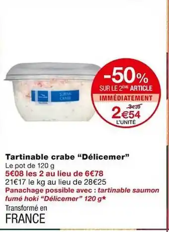 Monoprix Tartinable crabe offre