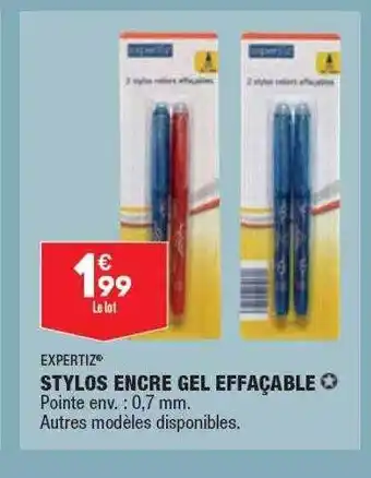 ALDI Stylos encre gel effaçable expertiz offre