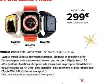 Gitem Montre connectée apple watch se 2022 - série 8 - ultra offre