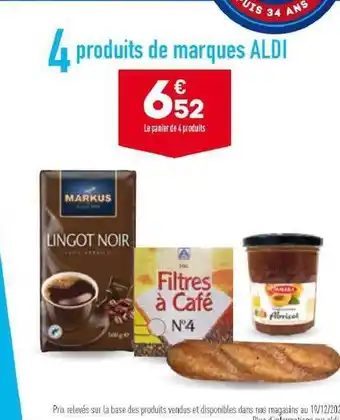 ALDI 4 produits de marques aldi offre