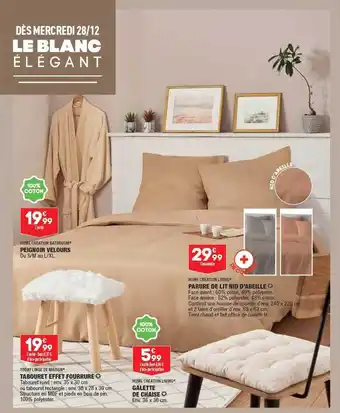 ALDI Peignoir velours home création bathroom, parure de lit nid d'abeille home création living, tabouret effet fourrure today ling offre