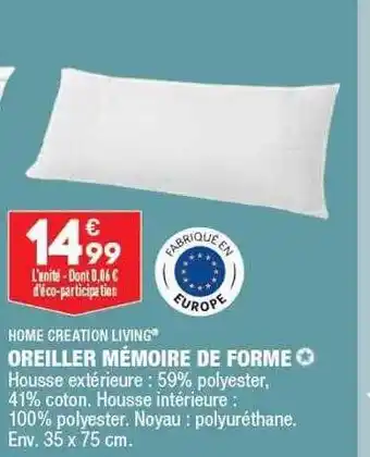 ALDI Oreiller mémoire de forme home création living offre