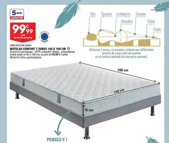 ALDI Matelas confort 7 zones 140 x 190 cm home création living offre