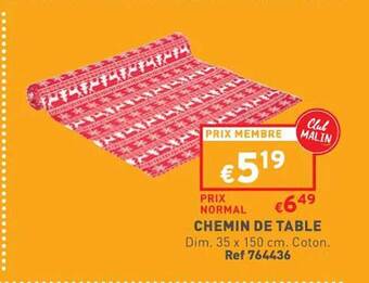 Trafic Chemin de table offre