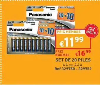 Trafic Set de 20 piles panasonic offre