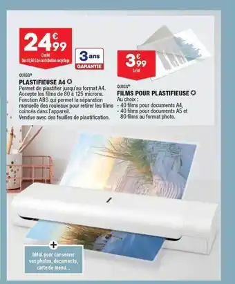 ALDI Plastifieuse a4 quigg, films pour plastifieuse offre