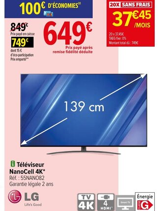 Carrefour LG Televiseur Nanocell 4k offre