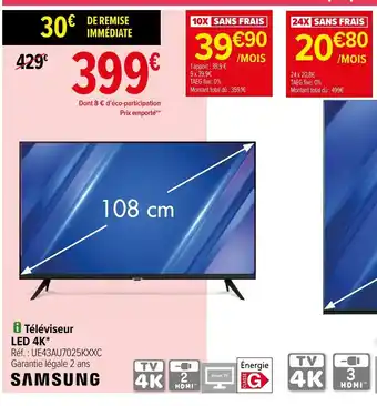 Carrefour Samsung Televiseur Led 4k offre