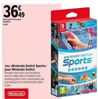 Carrefour Jeu Nintendo Switch Sports Pour Nintendo Switch offre