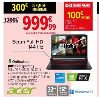 Carrefour Acer Ordinateur Portable Gaming offre