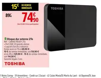 Carrefour Toshiba Disque Dur Externe 2To offre