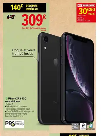 iPhone XR 64Go Reconditionné
