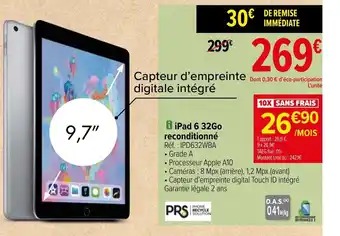 Carrefour iPad 6 32Go Reconditionné offre