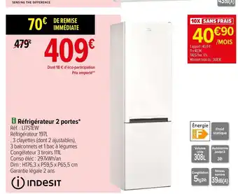 Carrefour Indesit Réfrigérateur 2 Portes offre