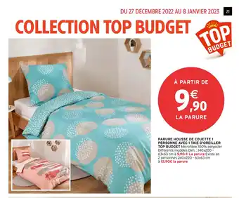 Intermarché Parure Housse de Couette 1 Personne Avec 1 Taie d'Oreiller Top Budget offre