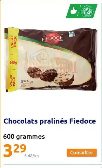 Action Chocolats pralinés fiedoce offre