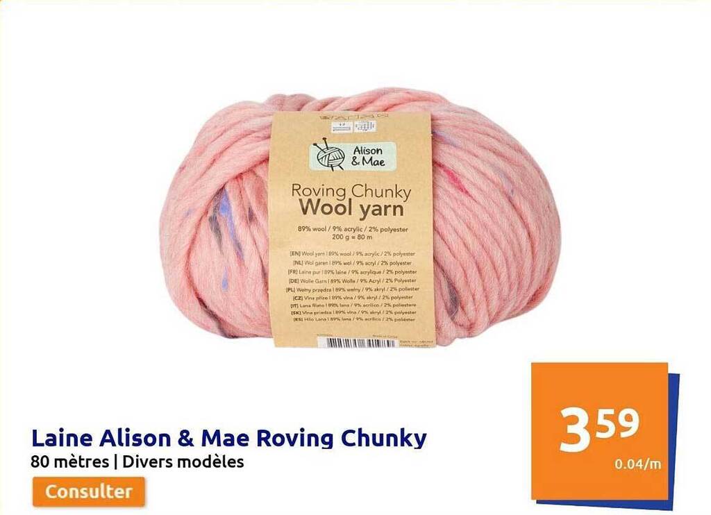 Promo Laine alison & mae roving chunky chez Action