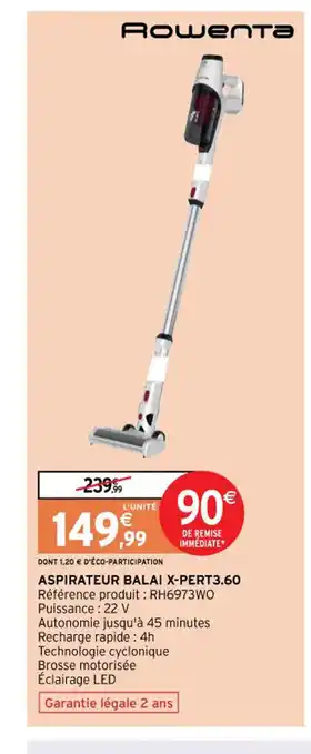 Intermarché Aspirateur Balai X-Pert 3.60 offre