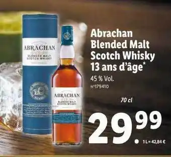Lidl Abrachan blended malt scotch whisky 13 ans d'âge offre