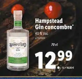 Lidl Hampstead gin concombre offre