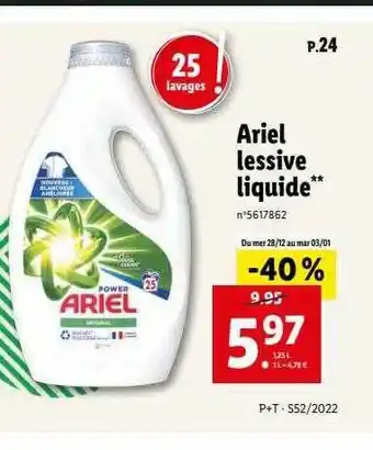 Lidl Ariel lessive liquide offre