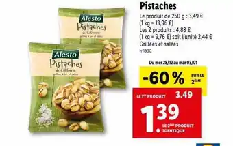 Lidl Pistaches alesto offre