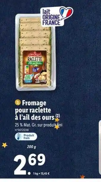 Lidl Fromage pour raclette à l'ail des ours offre