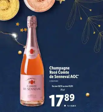 Lidl Champagne rosé comté de senneval aoc offre