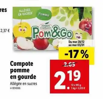Lidl Compote pomme en gourde offre